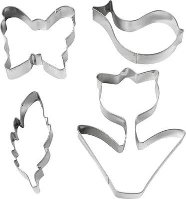 Produktbild von Creativ Company Ausstechformen, Blume, Vogel, Schmetterling, Feder, H: 11 cm, 4 Stück 1 Box