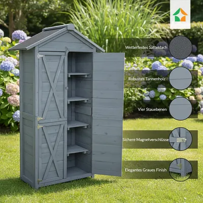 Produktbild von Werkzeugschrank aus Holz, ca. 88 x 45,5 x 168 cm, grau