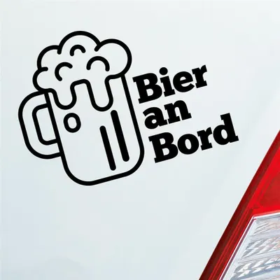Produktbild von Auto Aufkleber Bier an Bord Beer Saufen Party feiern 13x10 cm Schwarz Glanz Sticker Heckscheibenaufkleber