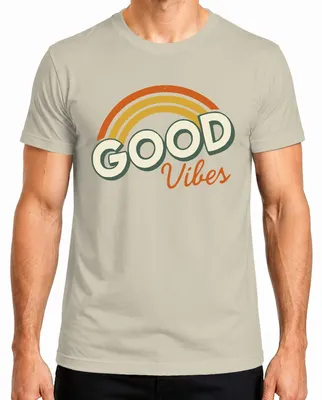 Produktbild von Good Vibes Retro Regenbogen Vintage 70erJahre Hippie Boho Sommer Herren T-Shirt, Natur, L