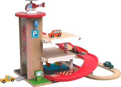 Obrázok produktu pre 2Kids Toys Drevená garáž s vláčikodráhou