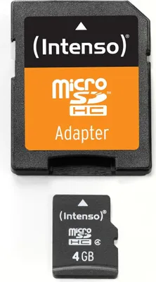 Zdjęcie produktu dla MicroSDHC 4GB Intenso +Adapter CL4 Blister