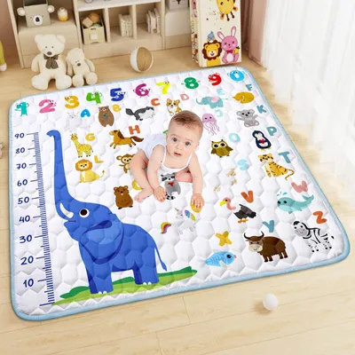 Obrázok produktu pre Solidchoice – Hracie podložka pre bábätká, 127 x 127 cm, skladacia, s protišmykovou povrchovou úpravou a motívom slona
