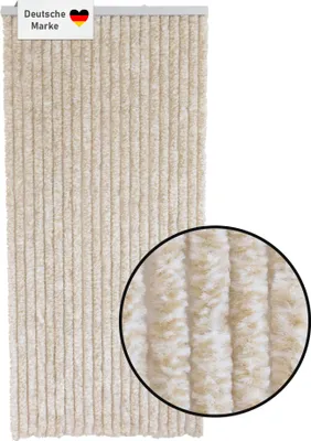 Produktbild von Flauschvorhang 90x200 cm beige weiß, Wohnwagen Fliegenschutz, Türvorhang