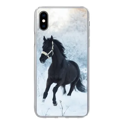 Produktbild von MuchoWow® Handyhülle Schutzhülle Hülle für iPhone Xs Pferd - Schnee - Wald Silikon Softcase Handy Hülle - Handytasche