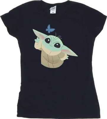 Produktbild von Star Wars - "The Mandalorian Butterfly Catching" T-Shirt für Damen BI43439 (M) (Marineblau)