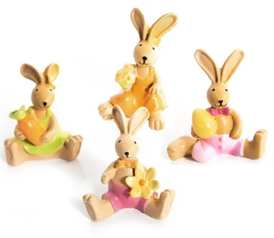 Produktbild von 4 Bunte Ostern Deko Figuren Osterhasen Osterdeko 5,5 cm