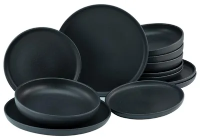 Produktbild von CreaTable Uno Black Tellerset 12-tlg Steinzeug