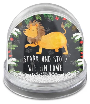 Produktbild von Mr. & Mrs. Panda Schneekugel Weihnachten Sternzeichen Löwe - Kreidetafel - Geschenk, König Der Tiere, schnee kugel, Geburtstag August, kunststoff, Weihnachts, Juli