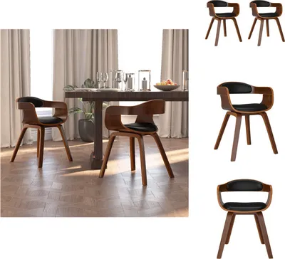 Immagine prodotto di vidaXL Sedie da pranzo 2 pezzi in legno curvato nero e Pelle finta - Sedie da pranzo