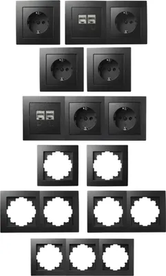 Produktbild von Schalter und Steckdosen Set McPower Flair Arbeitszimmer matt schwarz 16-tlg.