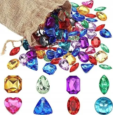 Immagine prodotto di Pietre decorative colorate, 100 pezzi: pietre acriliche per la caccia al tesoro dei bambini