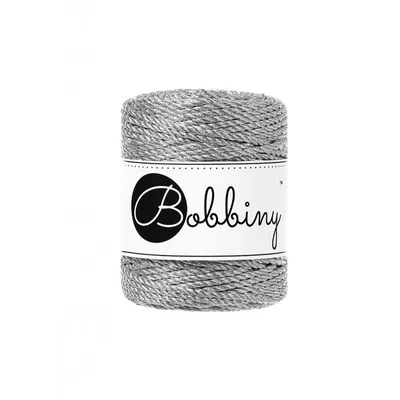 Produktbild von Bobbiny 3PLY Macrame Rope 3 mm 50 m Metallic Silver Schnur