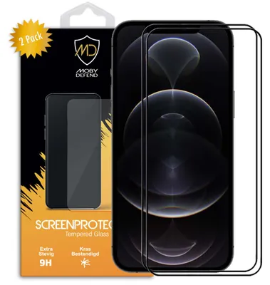 Produktbild von MobyDefend 2er-Pack Displayschutzglas mit schwarzem Rand - kompatibel mit iPhone 12 Pro Max - Gehärtetes Glas