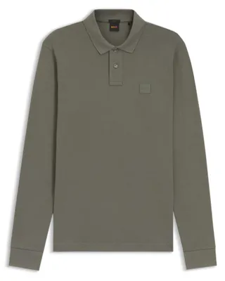 Produktbild von Boss Orange Passerby Polo Slim Fit grün einfarbig Baumwolle