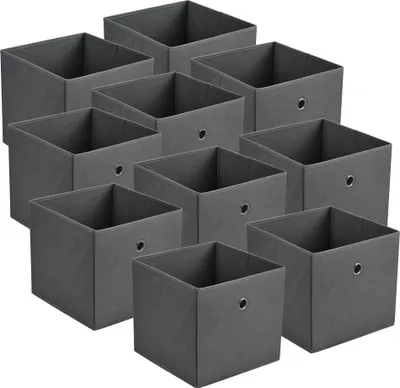 Produktbild von [sk.casa] Skladací box sada 10 úložných boxov 30x30x28 cm skladací box organizér z netkanej textílie tmavosivý - Ako nový