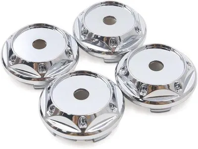Obrázek produktu pro Sada 4 stříbrných krytů ráfků pro automobily, průměr 68 mm