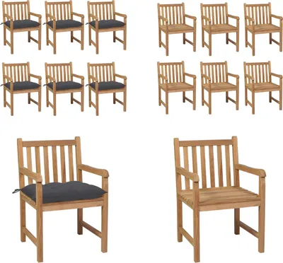Produktbild von vidaXL Gartenstühle 6 Stk. mit Anthrazit Kissen Massivholz Teak - Gartenstuhl - Gartenstühle - Gartensessel - Holzstuhl