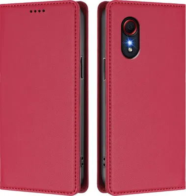 Image de Etui en cuir pour Samsung Galaxy Xcover5, étui magnétique en cuirPolyuréthaneavec support Rouge