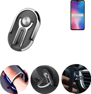 Produktbild von K-S-Trade 3in1 Smartphone-Ring Handy-Ring kompatibel mit Xiaomi Mi 9 Transparent Edition Fingerhalterung  Handyring Tischständer