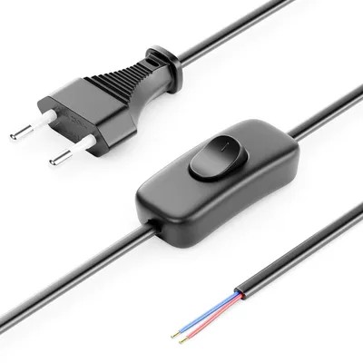 Produktbild von deleyCON 3,0m Euro-Netzkabel mit Schalter offenes Kabelende - Schwarz