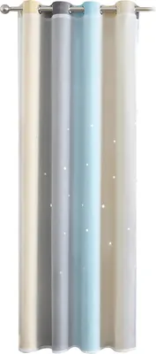 Produktbild von 1 Stueck Vorhang Einfacher Farbverlauf Aushoehlen Sternmuster Doppelschicht Verdunkelungsvorhang Schlafzimmer Wohnzimmer Isoliervorhang (134 * 160 cm)