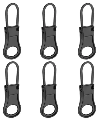6er-Set Reißverschluss-Anhänger aus Metall, universell, schwarz