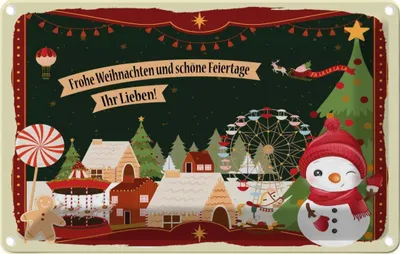 Produktbild von vianmo Blechschild 20x30 cm FroheWeihnachten ihr Lieben Weihnachten Spruch Zitat