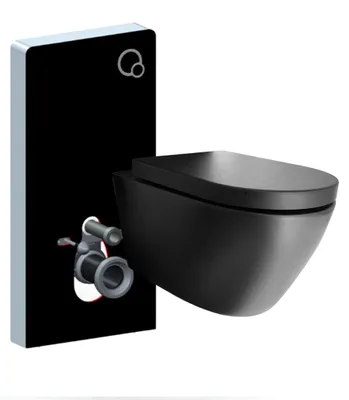 Produktbild von WC-Komplettpaket 45: WC B-8030R Schwarz - Mit Soft-Close Sitz & Sanitärmodul 805 Schwarz