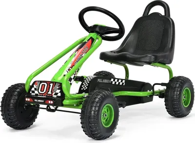 Produktbild von Pedal Go-Kart - Tretfahrzeug - Verstellbarer Sitz - Handbremse - 4 Räder - Bis 30 kg - Alter 14+ - Grün