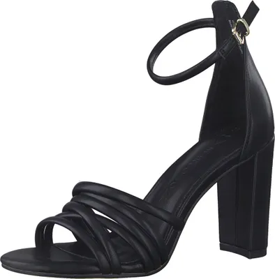 Produktbild von MARCO TOZZI Damen Sandalette Metallic Riemchen Blockabsatz 2-28386-20, Größe:40 EU, Farbe:Schwarz