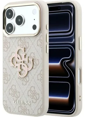Obrázok produktu pre Puzdro Guess pre iPhone 18 Pro / 17 Pro, ružové, s veľkým logom z živice