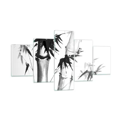 Produktbild von Bilder auf glas - 5 Teile - Asiatisch Aquarell Bambus - 125x70cm - Glasbilder - Wandbilder - Bilder - zum Aufhängen bereit - Wanddekoration aus Glas - Glas Bilder - Wandbild auf Glas - GEA125x70-4577