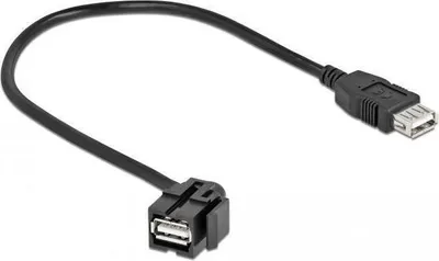 Obrázek produktu pro Keystone modul USB 2.0 A zásuvka-zásuvka, černý, 110° kabel