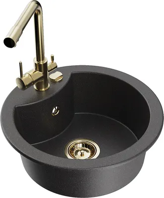 Produktbild von Mexen Diego 1-Becken-Granit-Spüle mit Mischbatterie Duero, Schwarz gesprenkelt - 6512-76-671600-50