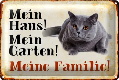 Produktbild von Blechschild Katze 30x20cm mein Haus mein Garten Familie