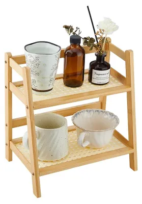 2-stöckiger Bambus-Organizer für Kaffeetassen, 25,9x18x28,5 cm