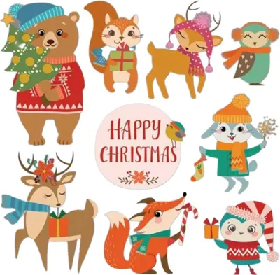 Produktbild von Aufbügelbild „Weihnachten, Fröhliche Weihnachten, Tiere“.