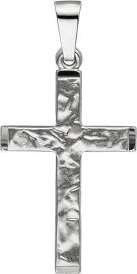 Produktbild von Anhänger Halsschmuck Kreuz Kreuzchen, 333 Gold Weißgold, teilmatt teilgehämmert