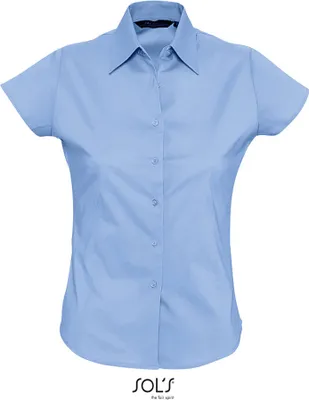 Produktbild von SOL'S Damen Bluse Stretch Kurzarm Baumwolle tailliert Business, Größe:XS, Farbe:Bright Sky