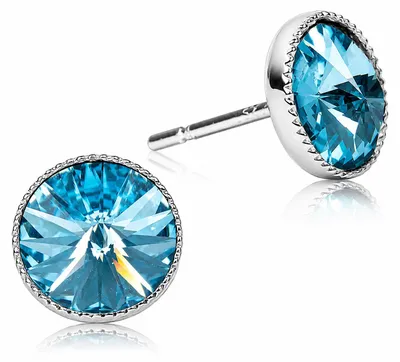 Produktbild von LUISIA® Solitär Ohrstecker "Joy" mit Kristallen von Swarovski® | Aquamarine