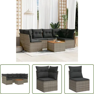 Produktbild von The Living Store 7-tlg. Garten-Sofagarnitur mit Kissen Grau Poly Rattan