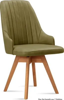 Produktbild von Esszimmerstuhl drehbar (2er-Set) Dotti 52x91x60 Eiche geölt/Olivgrün