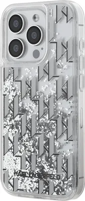 Immagine prodotto di Karl Lagerfeld, custodia Liquid Glitter con monogramma per iPhone 15 Pro Max, bianco