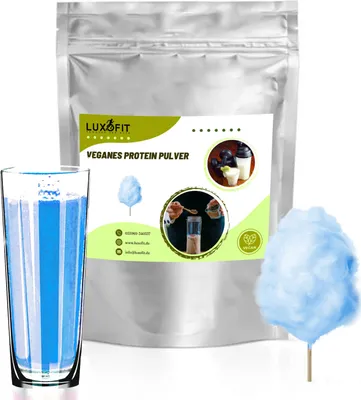 Produktbild von Zuckerwatte Blau Veganes Protein Eiweiß Pulver Zuckerfrei 200 g