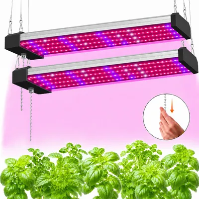 Produktbild von 2x LED Pflanzenlampe Vollspektrum Anschließbare Pflanzenlicht Zimmerpflanzen Gewächshaus Wachstumslampe Grow Lampe mit Kettenschalter, 120LEDs 30cm