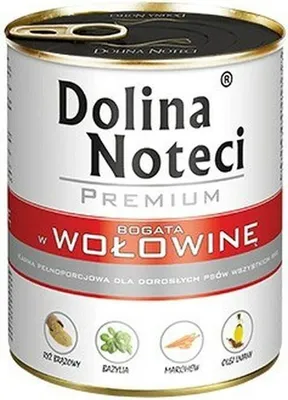 Zdjęcie produktu dla DOLINA NOTECI Premium bogata w wołowinę - mokra karma dla psów - 800g