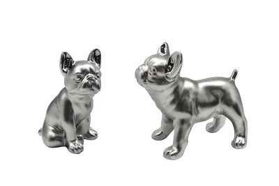 Immagine prodotto di Casablanca Figur, Hund, "Cantus", Bulldogge, Keramik, silberfarben, , 2 Stück wie abgebildet, L. 9 cm, B. 11 cm, H. 15 cm 47082