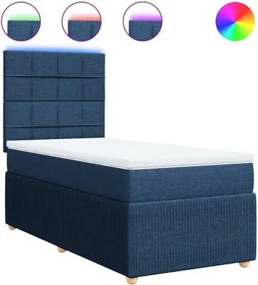 Image de vidaXL Lit boxspring avec matelas bleu 90x190 cm Tissu