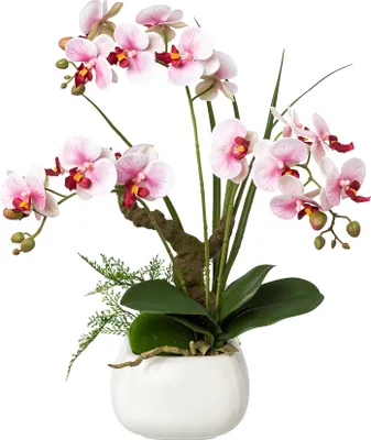 Produktbild von Kopu® Künstliche Blumen-Orchidee, 46 cm, lila Blumentopf, quadratisch – Phalaenopsis